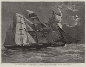 De botsing tussen het emigrantenschip Kapunda en de Ada Melmore voor de kust van Brazilië door Joseph Nash